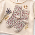 Vintage Ditsy Floral Cotton Crew Socks