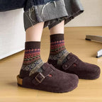 Vintage Fair Isle Geometric Combed Cotton Crew Socks