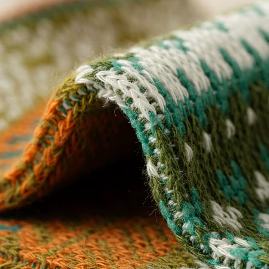 Vintage Fair Isle Geometric Combed Cotton Crew Socks