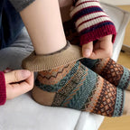 Vintage Fair Isle Geometric Combed Cotton Crew Socks