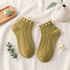 Vintage Pearl Beaded Lace Frill Ankle Socks