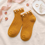Vintage Pearl Beaded Lace Frill Ankle Socks