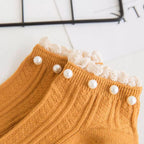 Vintage Pearl Beaded Lace Frill Ankle Socks