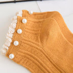 Vintage Pearl Beaded Lace Frill Ankle Socks