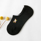 Embroidered Woodland Animal Cotton Low Cut Socks (Set of 6)