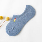 Embroidered Woodland Animal Cotton Low Cut Socks (Set of 6)