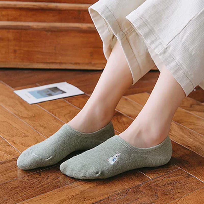 Embroidered Woodland Animal Cotton Low Cut Socks (Set of 6)