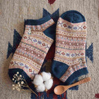 Bohemian Geometric Cotton Ankle Socks (Set of 3)