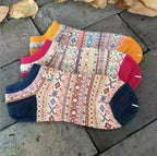 Bohemian Geometric Cotton Ankle Socks (Set of 3)