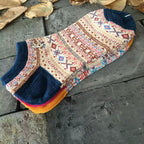 Bohemian Geometric Cotton Ankle Socks (Set of 3)