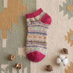 Bohemian Geometric Cotton Ankle Socks (Set of 3)