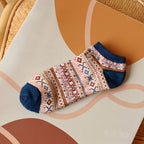 Bohemian Geometric Cotton Ankle Socks (Set of 3)