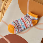 Bohemian Geometric Cotton Ankle Socks (Set of 3)