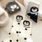 Kawaii Playful Penguin Cotton Crew Socks (Set of 5)