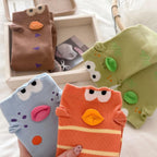 Quirky 3D Lips Funny Fish Cotton Crew Socks