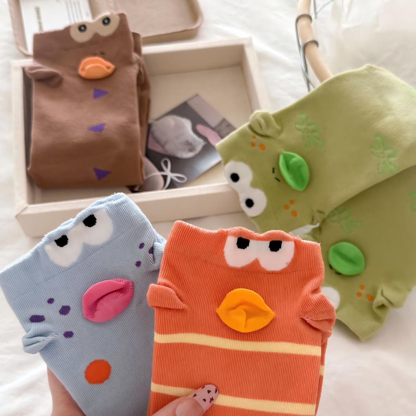Quirky 3D Lips Funny Fish Cotton Crew Socks