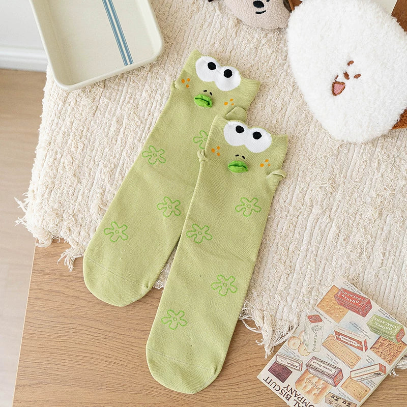 Quirky 3D Lips Funny Fish Cotton Crew Socks