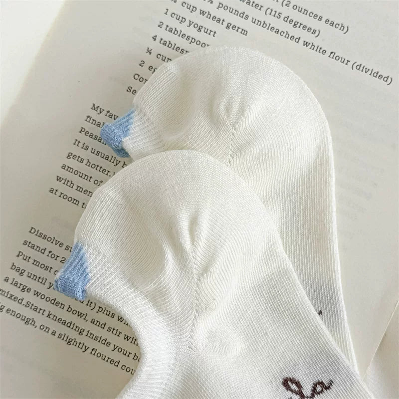 Cute Puppy Embroidery No-Show Socks - Breathable Summer Footie