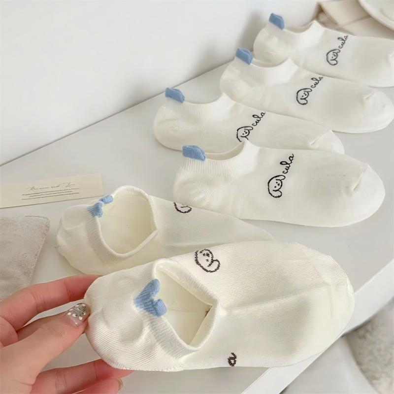 Cute Puppy Embroidery No-Show Socks - Breathable Summer Footie