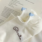 Cute Puppy Embroidery No-Show Socks - Breathable Summer Footie