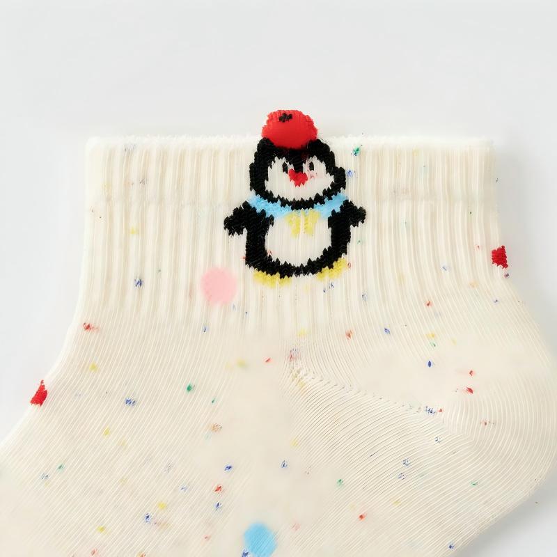 Speckled Pastel Short Crew Socks - Cute Cartoon & Friends Set
