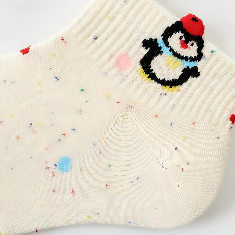 Speckled Pastel Short Crew Socks - Cute Cartoon & Friends Set