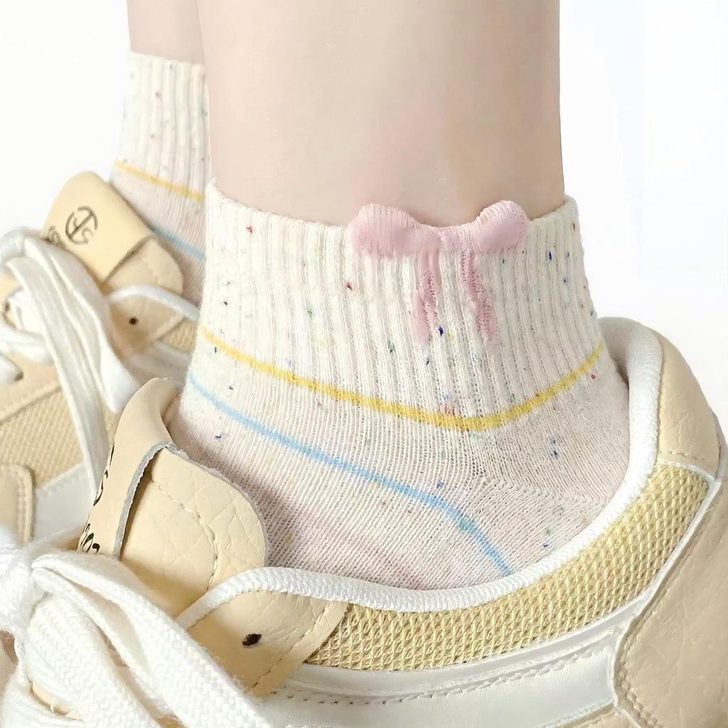 Speckled Pastel Short Crew Socks - Cute Cartoon & Friends Set