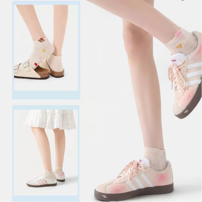 Speckled Pastel Short Crew Socks - Cute Cartoon & Friends Set