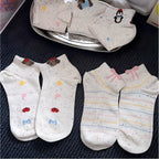 Speckled Pastel Short Crew Socks - Cute Cartoon & Friends Set