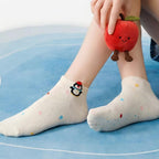 Speckled Pastel Short Crew Socks - Cute Cartoon & Friends Set