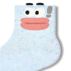 Ugly-Cute Funny Face Speckled Crew Socks - Goofy Expressions Set