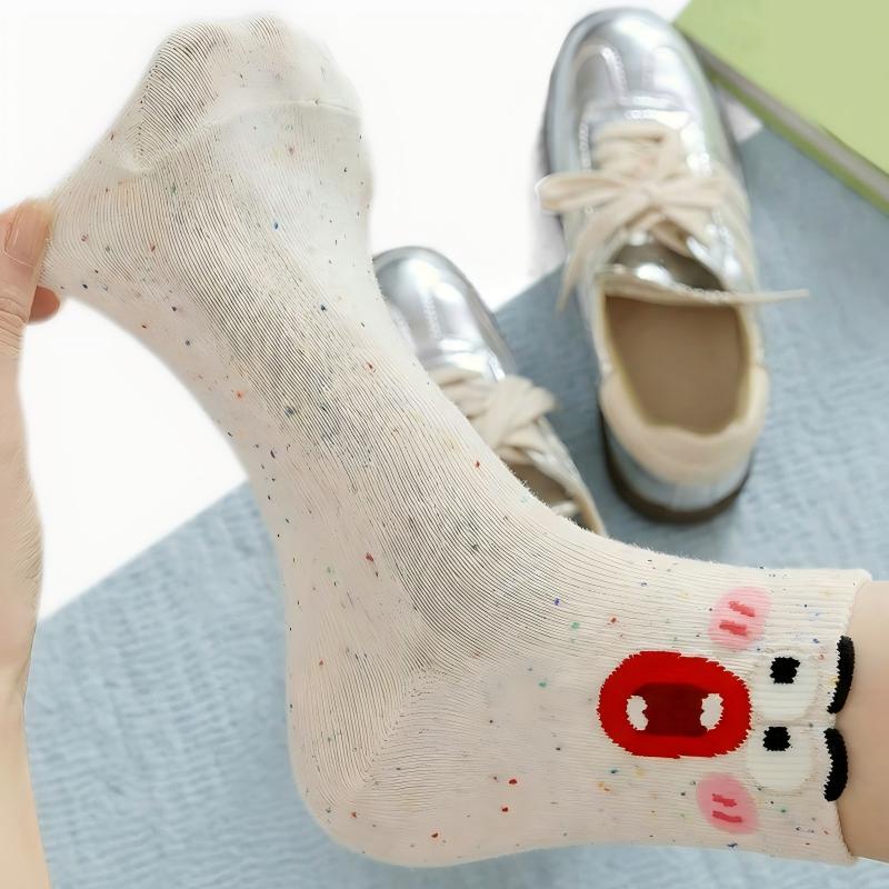Ugly-Cute Funny Face Speckled Crew Socks - Goofy Expressions Set