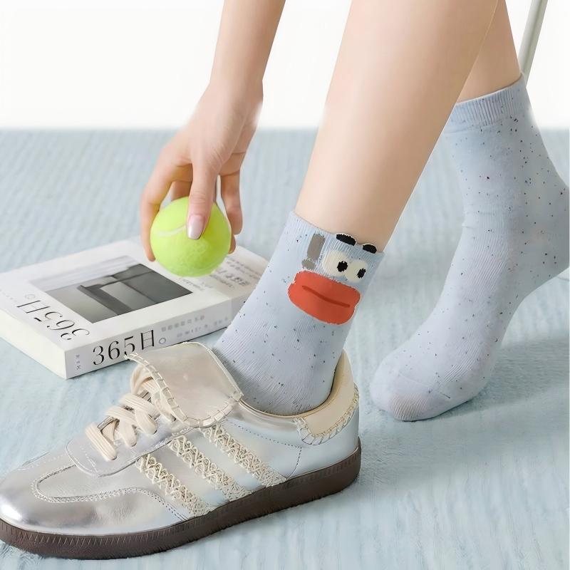 Ugly-Cute Funny Face Speckled Crew Socks - Goofy Expressions Set