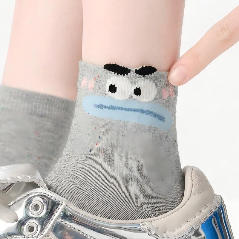 Ugly-Cute Funny Face Speckled Crew Socks - Goofy Expressions Set