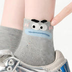 Ugly-Cute Funny Face Speckled Crew Socks - Goofy Expressions Set