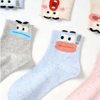 Ugly-Cute Funny Face Speckled Crew Socks - Goofy Expressions Set