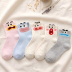 Ugly-Cute Funny Face Speckled Crew Socks - Goofy Expressions Set