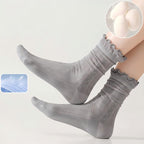 Retro Double Stripe Short Crew Socks - Minimalist Ribbed Cotton Blend