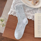 Dainty Floral Lace Ruffle Crew Socks - Ribbed Slouch Balletcore Knit