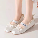 Balletcore Lace Ruffle Boat Socks - Ribbon Strappy No-Show Flat Liner