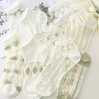 Japanese Sweet Crystal Silk Ankle Socks - 8-Pair 3D Floral Gift Set