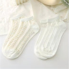 Japanese Sweet Crystal Silk Ankle Socks - 8-Pair 3D Floral Gift Set