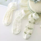 Japanese Sweet Crystal Silk Ankle Socks - 8-Pair 3D Floral Gift Set