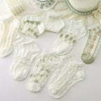 Japanese Sweet Crystal Silk Ankle Socks - 8-Pair 3D Floral Gift Set