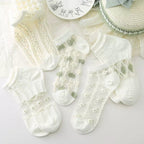 Japanese Sweet Crystal Silk Ankle Socks - 8-Pair 3D Floral Gift Set