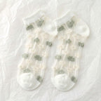 Japanese Sweet Crystal Silk Ankle Socks - 8-Pair 3D Floral Gift Set
