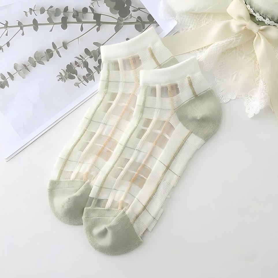 Japanese Sweet Crystal Silk Ankle Socks - 8-Pair 3D Floral Gift Set