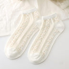 Japanese Sweet Crystal Silk Ankle Socks - 8-Pair 3D Floral Gift Set