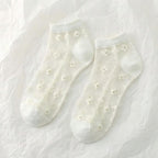 Japanese Sweet Crystal Silk Ankle Socks - 8-Pair 3D Floral Gift Set