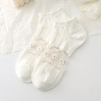 Japanese Sweet Crystal Silk Ankle Socks - 8-Pair 3D Floral Gift Set